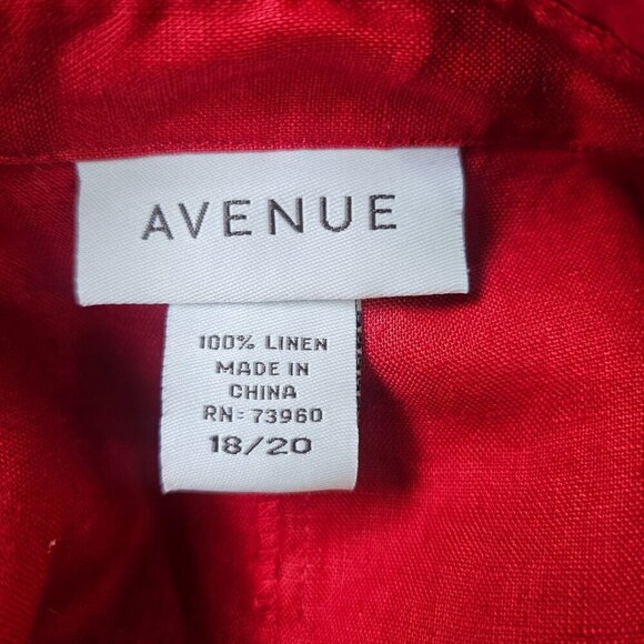 Avenue Washable Linen Maxi Shirt Dress Plus Sz 18/20 Red Slveless LaceUp Back - Picture 7 of 8